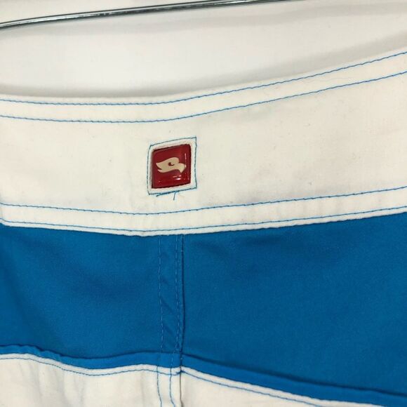 Hawk by Tony Hawk Blue & White Board Shorts With Black Palm Trees Size 36 Waist - Picture 7 of 10